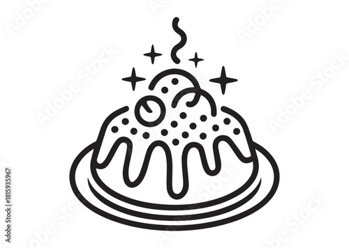 Powder cake Line art vector