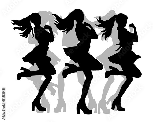 female idol group silhouette, female icon dancing and posing, icon isolated on white background,
type 6