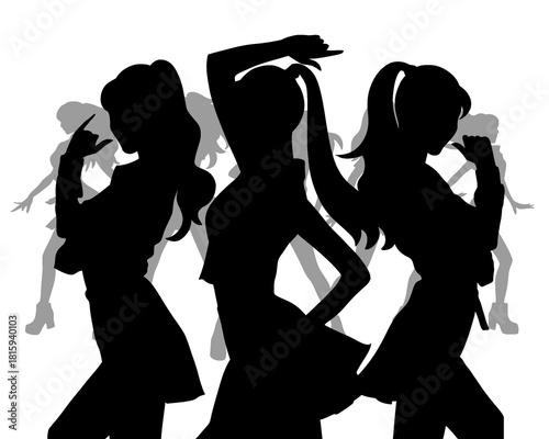 female idol group silhouette, female icon dancing and posing, icon isolated on white background,
type 4