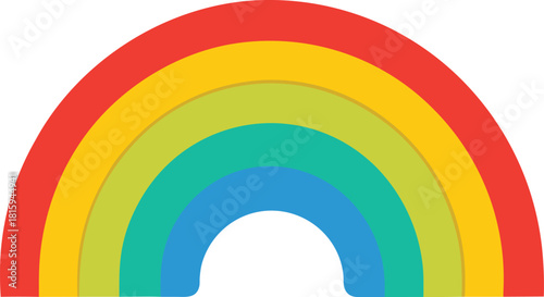 Colorful rainbow arc with red yellow green and blue bands