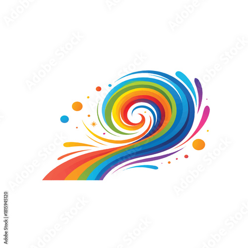 Abstract colorful vector background illustration with rainbow floral swirl design pattern