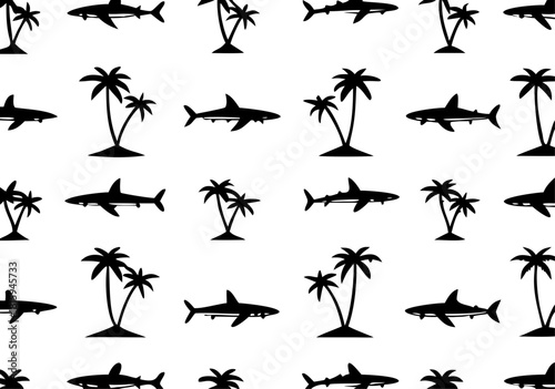 shark pattern illustration vector. isolated on white background