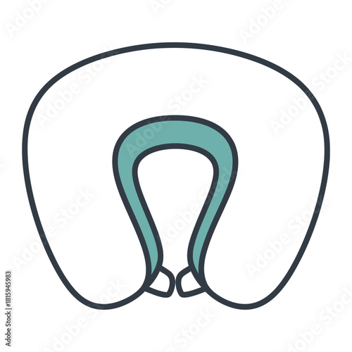 Teal ushaped travel pillow provides neck support and comfort during long journeys for relaxation and restful sleep on planes or trains