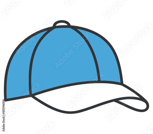Simple blue baseball cap with black brim isolated on a black background perfect for summer fashion and casual wear illustration