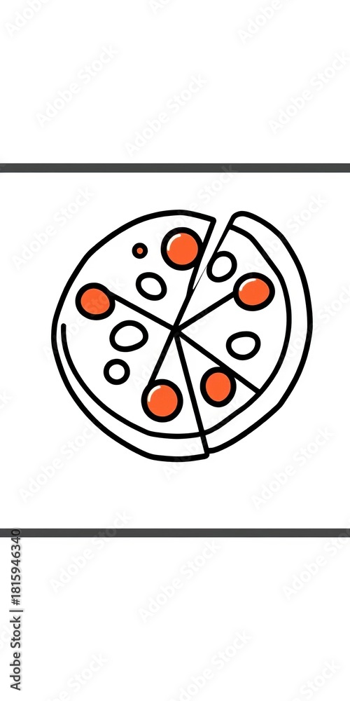 Obraz premium A minimalist pizza icon with clean lines, representing a whole pie or a single slice for digital use, clean, modern