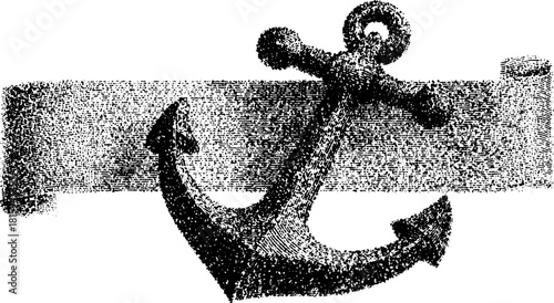 Vintage anchor engraving in black outline style. The nautical design features elegant details, ideal for a decorative vector illustration.