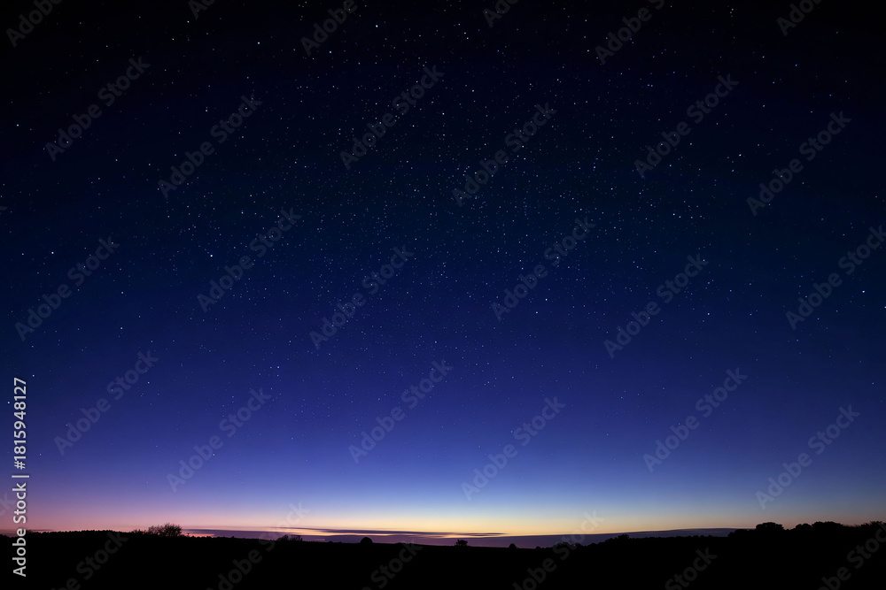 Fototapeta premium Night Sky with Stars and Silhouette Landscape