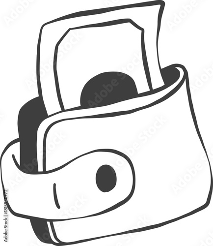 hand drawn money bag with saving concept doodle Illustration