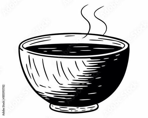 Bowl of soup with steam isolated on