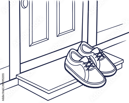 Shoes on a doorstep isolated on