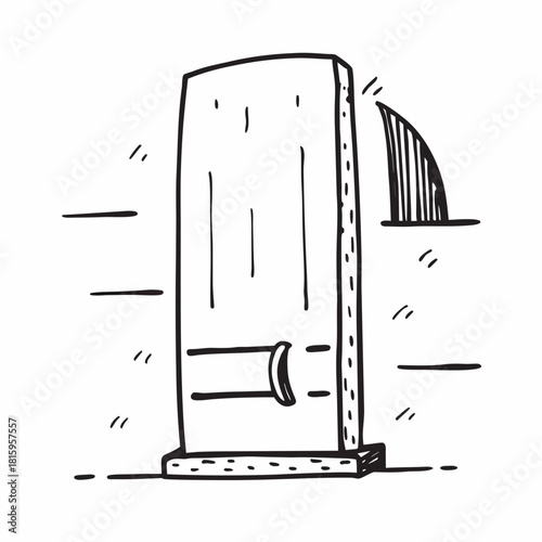 A wooden door with a handle isolated on