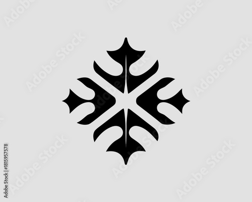 Abstract symmetrical design with sharp edges in black and white