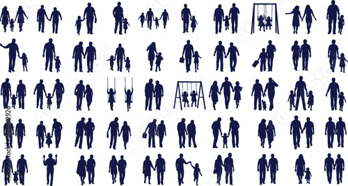 Family silhouette, parent child interaction, walking together, swinging, bonding moments, emotional connection, outdoor play, caring adults, happy children, love, support