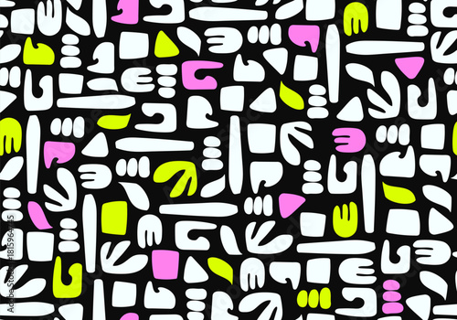 Seamless abstract pattern with different elements.