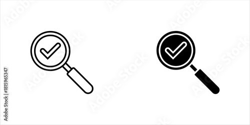 Checklist Magnifier Icon set, In Trendy Design Vector Eps 10, Editable Stroke