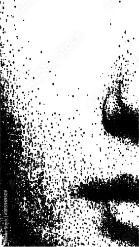 Abstract face illustration in black and white. Simple vector design focusing on linear texture and modern style.