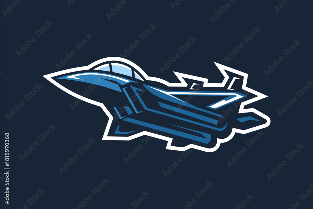 Obraz premium American cold war jet fighter plane vector illustration. simple aircraft logo, military equipment.