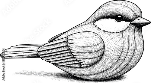 Detailed Monochrome Drawing of a Bird Artful Avian Illustration
