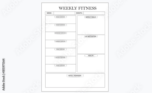 Weekly Fitness Custom Logbook Pages book interior design