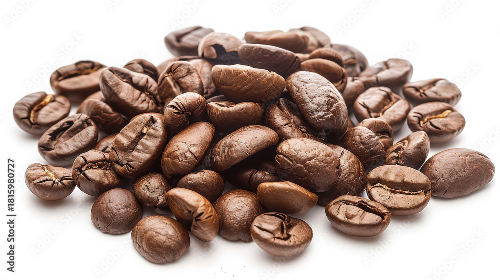 Fototapeta premium roasted coffee beans isolated on white background