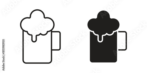 Beer mug icons in different style, sign or symbol, suitable for apps and websites