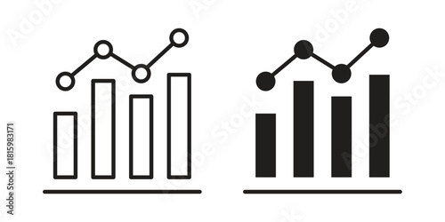 Chart icons in different style, sign or symbol, suitable for apps and websites