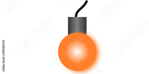 A simple illustration of a single glowing orange light bulb on a white background.
