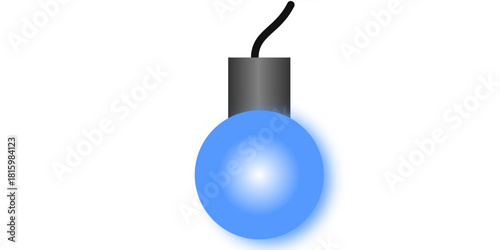 A simple illustration of a single glowing blue light bulb against a white background.