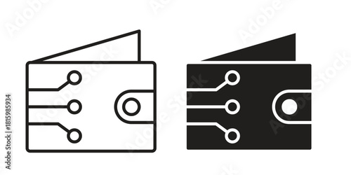 Cryptocurrency wallet icons in different style, sign or symbol, suitable for apps and websites