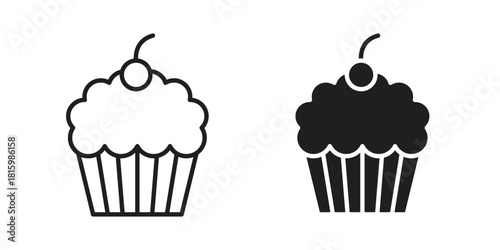 Cupcake icons in different style, sign or symbol, suitable for apps and websites