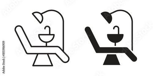 Dentist chair icons in different style, sign or symbol, suitable for apps and websites