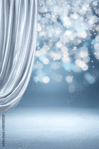 Silver Curtain With Winter Background