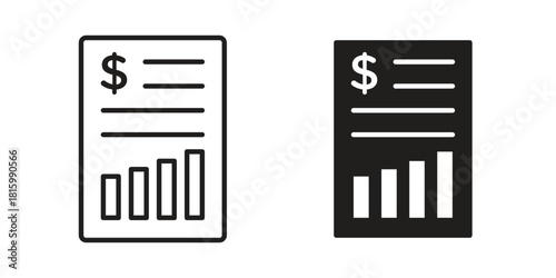Financial report icons in different style, sign or symbol, suitable for apps and websites