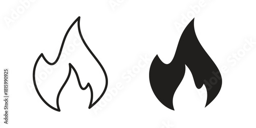 Fire icons in different style, sign or symbol, suitable for apps and websites
