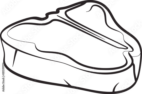 Black and white line drawing of a t bone steak meat