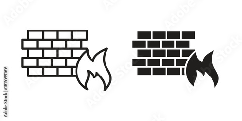 Firewall icons in different style, sign or symbol, suitable for apps and websites