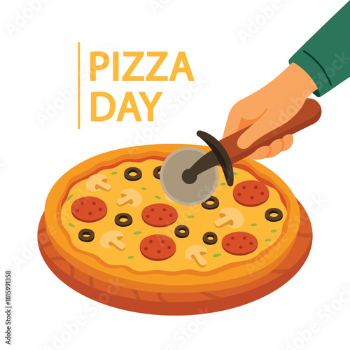 World Pizza Day Celebration Pizza Illustration
