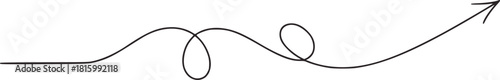 Single dark line arrow curving upwards with loops curve