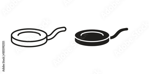 Frying pan icons in different style, sign or symbol, suitable for apps and websites
