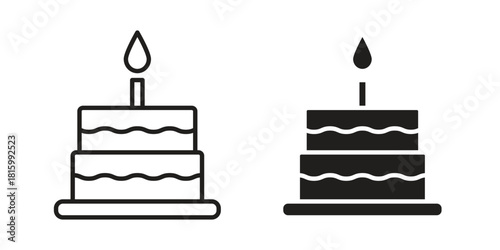 Cake icons in different style, sign or symbol, suitable for apps and websites