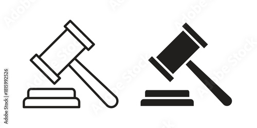 Gavel icons in different style, sign or symbol, suitable for apps and websites