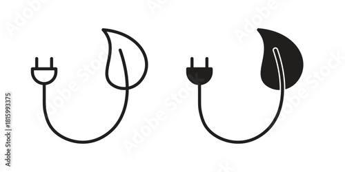 Green energy icons in different style, sign or symbol, suitable for apps and websites