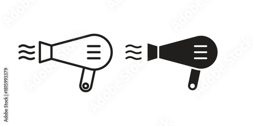 Hair dryer icons in different style, sign or symbol, suitable for apps and websites