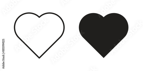 Heart icons in different style, sign or symbol, suitable for apps and websites