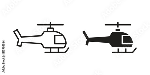 Helicopter icons in different style, sign or symbol, suitable for apps and websites