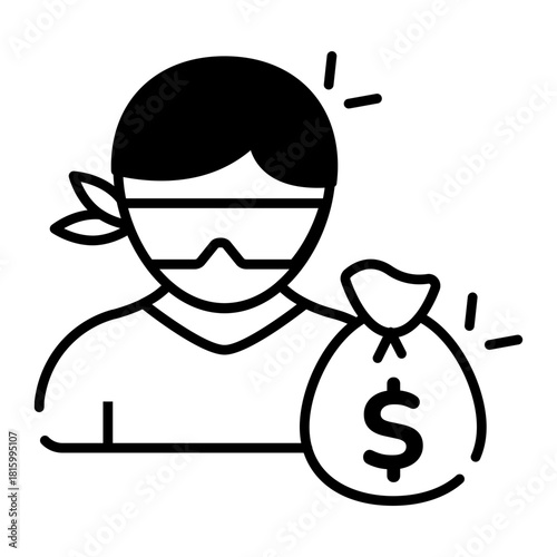 Unique design icon of thief 