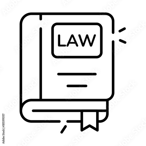 Conceptual linear design icon of law book