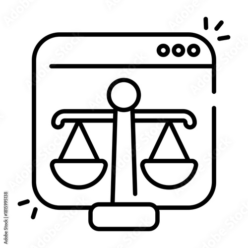 Unique design icon of online justice 