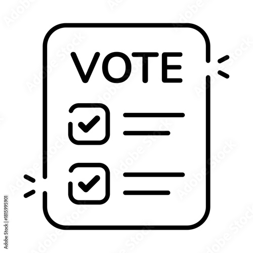 Conceptual linear design icon of ballot paper 