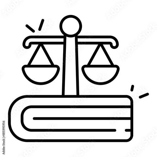 Conceptual linear design icon of law book
